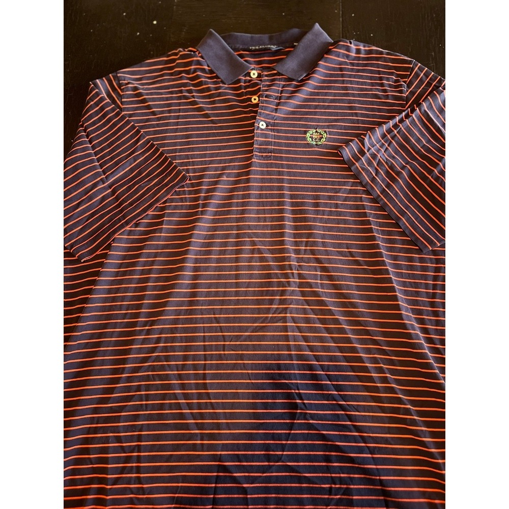 Polo Golf Ralph Lauren‎ Striped Polo Shirt Oak Hill C.C. Crest Logo